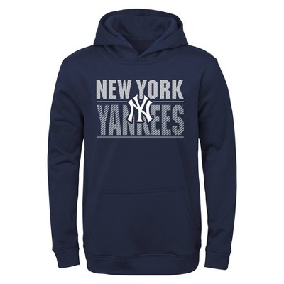 MLB NEW YORK YANKEES-Navy Jersey Knit, Logo Pullover Hoodie Sweatshirt-Yth  (XL)