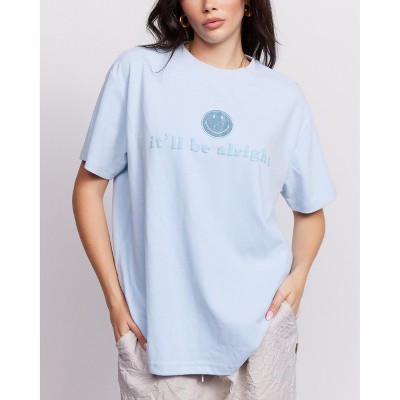 Samii Ryan | Smiley It'Ll Be Alright Oversized Tee , Blue