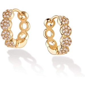 Cubic Zirconia Huggie Earrings 14k Gold Plated Tiny Earrings Small Huggie Hoop Earrings Simple Lightweight Hoops Gift for Women - 1 of 4