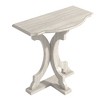 Galano Doynton 23.6 in. W 22.8 in. H Half Moon Solid Wood Side Table in White and Oak, White, Oak - 4 of 4