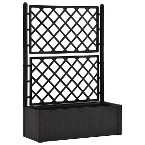 vidaXL Garden Raised Bed with Trellis, Self Watering with Water Level Indicator, Anthracite, PP - 1 of 4