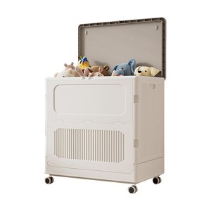 Rolling Laundry Hamper With Lid Plastic Laundry Hamper Stackable Basket Bathroom Laundry Basket - 1 of 4
