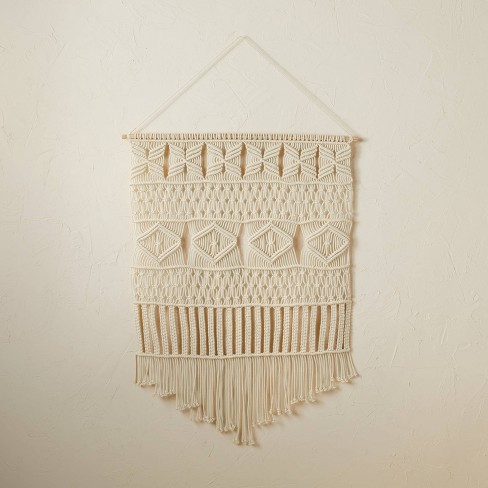 macrame woven wall hanging wall decor The Oval Line Thulani Off white