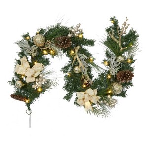 6 ft Christmas Decorations Multi-Color Christmas Garland with Pine Cones, Antlers & Ornaments - Artificial Pine Greenery - 1 of 4