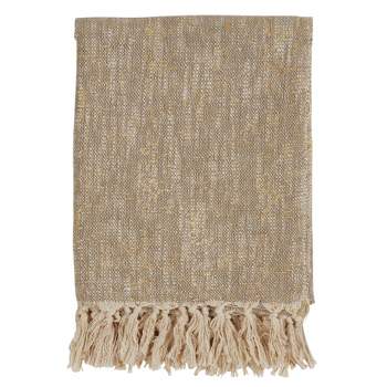 50"x60" Foil Print Throw Blanket with Tassels - Saro Lifestyle