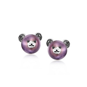 Ross-Simons 7.5-8mm Black Cultured Pearl Panda Bear Earrings With Black Diamonds in Sterling Silver - 1 of 2