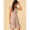 Allegra K Women's Floral Flutter Sleeves V Neck Smocked Ruffle Sundresses - 2 of 4