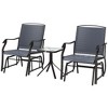 Outsunny 3 Pcs Outdoor Gliders Set Bistro Set with Glass Top Table for Patio, Garden, Backyard, Lawn - 4 of 4