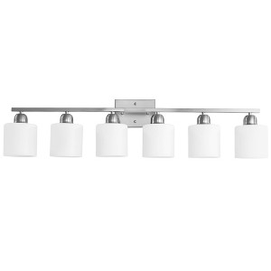 DAKAFUL Bathroom Vanity Light, 4/5/6/8/10-Light Vanity Fixture with Frosted Glass Shades,Reversible Wall Light Over Mirror, for Bathroom/Bedroom - 1 of 4