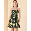 Allegra K Women's Floral Ruffle Bow Knot Lemon Spaghetti Strap Mini Sundress - 4 of 4