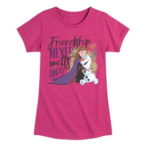 Girls' - Frozen 2 - Friendship Never Melts Away Fitted Short Sleeve Graphic T-Shirt - 1 of 4
