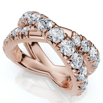 Pompeii3 3Ct Diamond Heavy Crossover Right Hand Ring 14k Gold or Platinum Lab Created