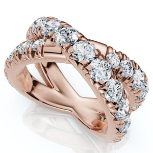 Pompeii3 3Ct Diamond Heavy Crossover Right Hand Ring 14k Gold or Platinum Lab Created - 1 of 4