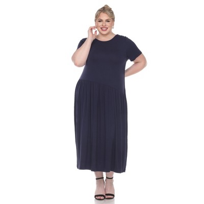 Plus Size Short Sleeves Maxi Dress - White Mark