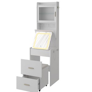 SEVOBAL Vanity Tables Modern Vanity Desk with Functional Storage and Comfortable Seat for Small Bedroom, White, 44.88"*22.44"*8.26" - 1 of 4
