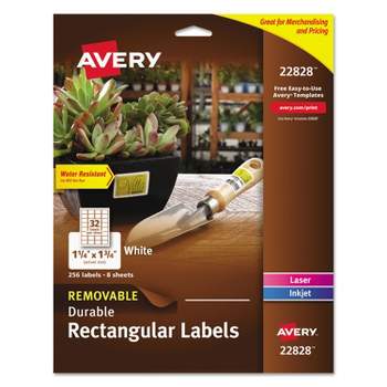 Avery Removable Rectangle Labels w/TrueBlock Technology 1 1/4 x 1 3/4 Glossy 256/PK 22828