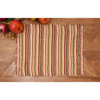 Autumn Leaves Quilted Cotton Placemat, 13" x 19", Beige and Red