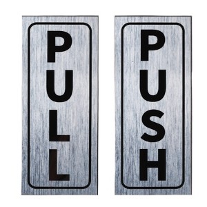 Unique Bargains PVC Self-Adhesive Waterproof Store Office Push Pull Door Sign 1 Set - 1 of 4