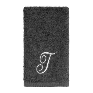 Avanti  Granite with Silver Script Monogram Bath Towel Letter   T - 1 of 3