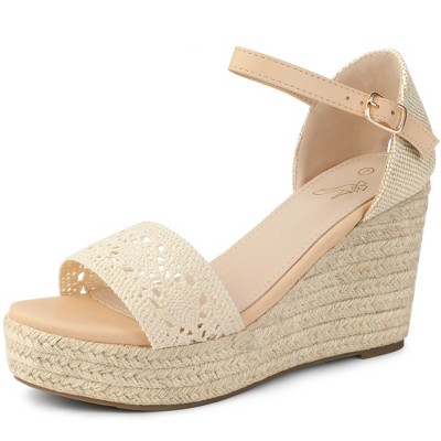 Perphy Women's Slingback Crisscross Espadrille Wedge Heel Sandals Nude 8.5  : Target