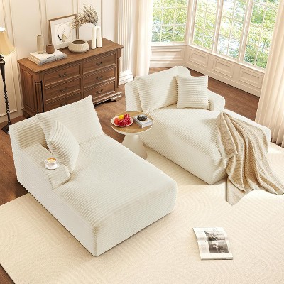 Aukfa 78" Oversized White Chaise Lounge Chair- Boneless Sofa Bed with 4 Pillows – Comfy Cloud Couch for Living Room