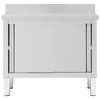 vidaXL Work Table with Sliding Doors 39.4 in.x19.7 in.x(37.4 in.-38.2 in.) Stainless Steel - 4 of 4