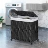 Tangkula Laundry Hamper 125L 3 Sections Clothes Hamper with Lid Wheels 2 Removable and Washable Liner Bags Divided Laundry Basket with Handles Black - 2 of 4