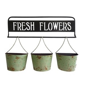 VIP Metal 23.5 in. Green "Fresh Flowers" Wall Planters - 1 of 2