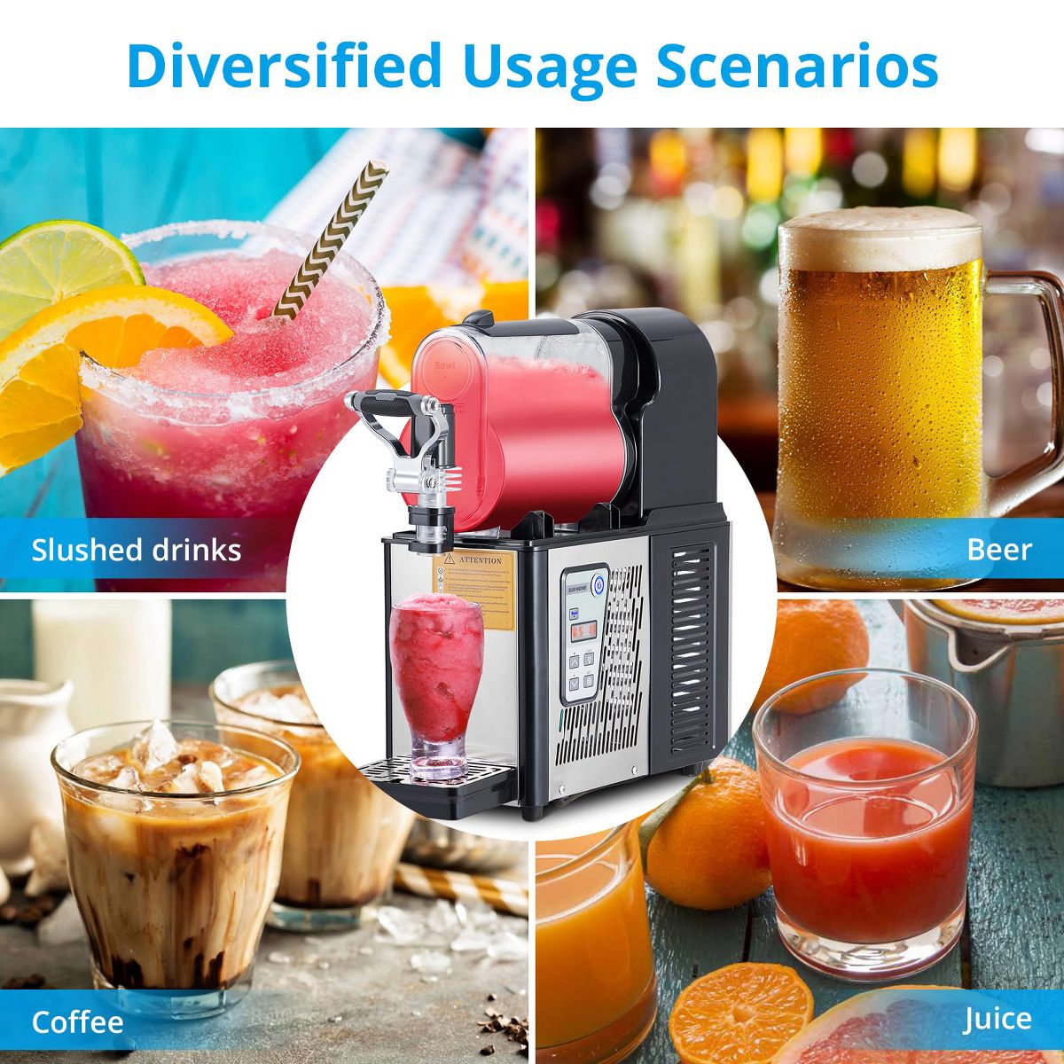 Dual Tank Slushie Machine, Commercial Slush Maker, Self-Cleaning Frozen Drink Machine for Margaritas, Smoothies, Bars, Cafes - thumbnail 7