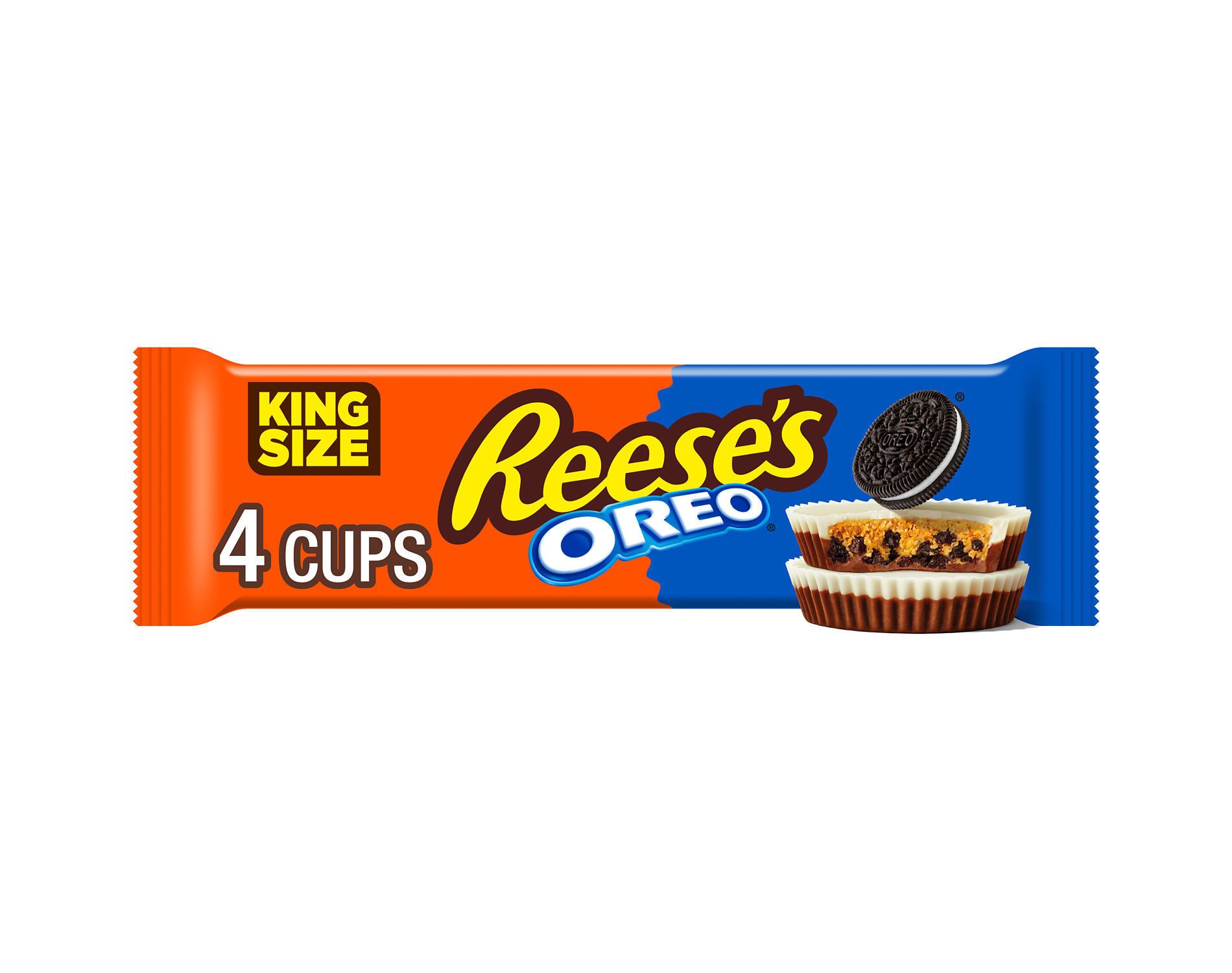 Reese's with OREO Milk Chocolate and White Crème Peanut Butter Cups King Size Candy - 2.8 oz