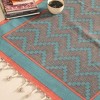 Mela Artisans Teal & Coral Handwoven Cotton Rug -3 x 5 ft - 3 of 4