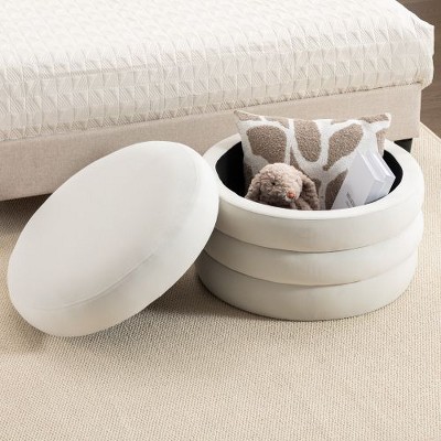 CENGHU Soft Velvet Round Ottoman, Bedroom End Bench, Velvet Ottoman Entryway Footstool, End Bench, Ottoman Bench for Living Room & Bedroom