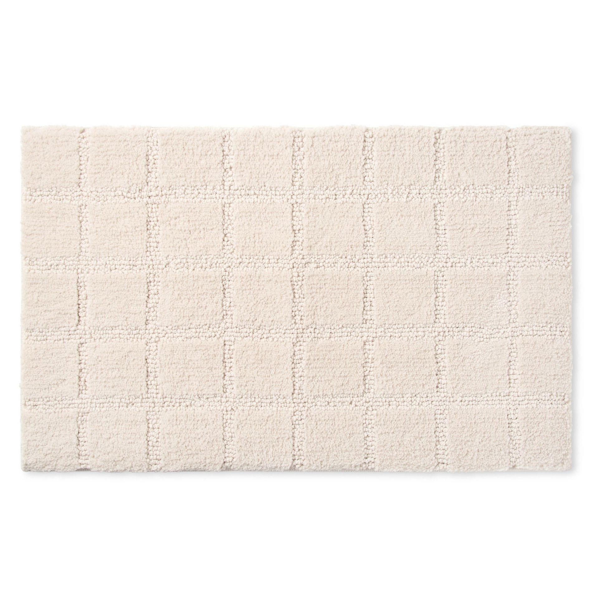 TOWN & COUNTRY EVERYDAY Ultra Plush Solid Tufted Windowpane Bath Mat, Soft and Absorbent Tufted Floor Mat, Machine Washable, Beige, 20"x32"