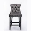 Lyngins Modern Velvet Bar Stools Set of 2, Upholstered Counter Height Bar Stools with Button Tufted & Wooden Legs, Leisure Bar Chairs, Counter Stools - 2 of 4
