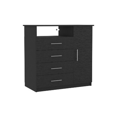 NicBex 4 Drawers Dresser for Bedroom with 1 Open Shelf and 1 Cabinet,Chest of Drawers with Metal Handles Design,Storage Dressers for Bedroom