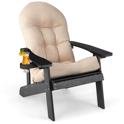 Infans Adirondack Chair HIPS Adirondack Chair w/Cup Holder & Cushion Black