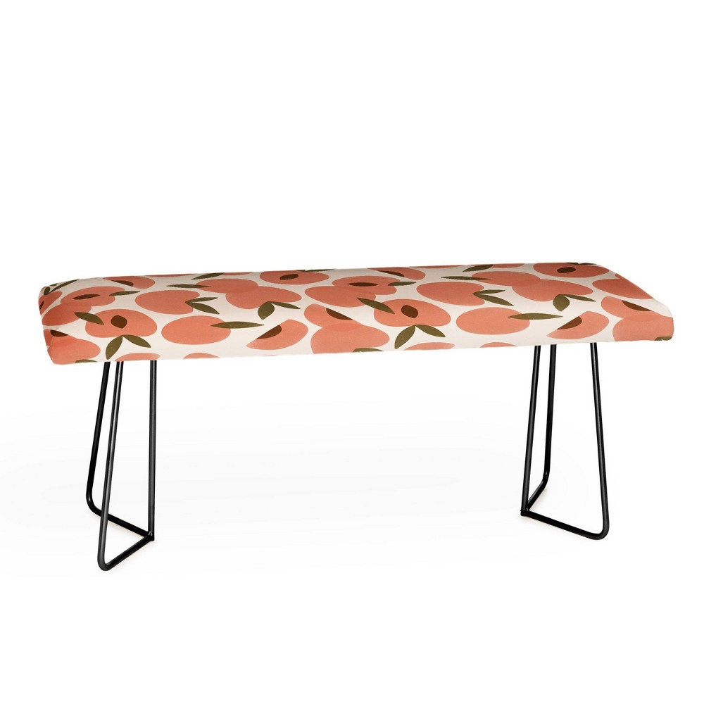 Photos - Pouffe / Bench Alisa Galitsyna Peach Harvest Bench Orange/Black - Deny Designs: Faux Leather, Steel Legs, Artist-Designed