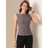 INSPIRE CHIC Women's Tweed Elegant Plaid Print Sleeveless Crew Neck Waist Buckle Back Zipper Top - 4 of 4