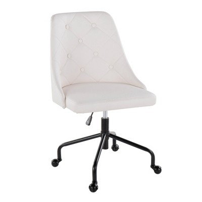 TiramisuBest White PU Leather Contemporary Adjustable Office Chair with Casters, 360¡ã Swivel