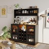 Acekool Coffee Bar Cabinet with Power Outlet, Adjustable Shelves, Hooks, Sideboard Storage for Kitchen Dining, Black - 2 of 4