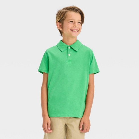 Boys Short Sleeve Washed Polo Shirt Cat Jack Green L Target