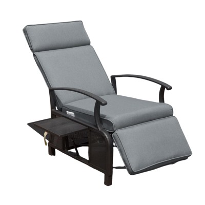 Fontoi Accent Chairs, Adjustable Recliner Chair with Removable Cushion, Lounge Chair with Flip Table for Porch Garden, Gray, 28.9"*41.85"*32.36"