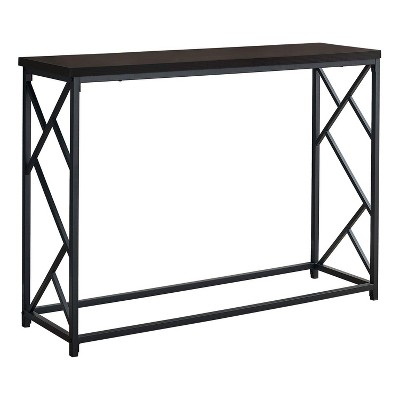 Monarch Specialties Accent Table Console Entryway Narrow Sofa Living Room Bedroom Brown Laminate Black Metal Contemporary Modern