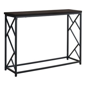 Monarch Specialties Accent Table Console Entryway Narrow Sofa Living Room Bedroom Brown Laminate Black Metal Contemporary Modern - 1 of 4