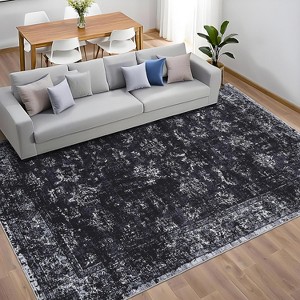 Coucheta Machine Washable Runner Rug, Non-Slip Low Pile Vintage Distressed Carpet for Kitchen Hallway Bedroom Entryway,Multiple sizes and colors - 1 of 4