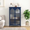 GlasFlength Kitchen Storage Kitchen Pantry Wall Cabinet Cupboard Food Pantry Cabinet with Glass Doors for Kitchen, Blue, 25.99"*13.39"*42.72" - 2 of 4