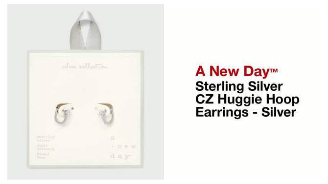 Sterling Silver CZ Huggie Hoop Earrings - A New Day&#8482; Silver, 2 of 5, play video