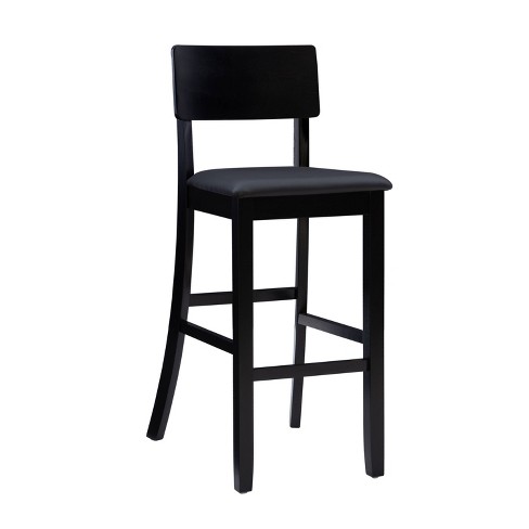 29 Torino Padded Seat Faux Leather Contemporary Barstool Hardwood/black -  Linon : Target