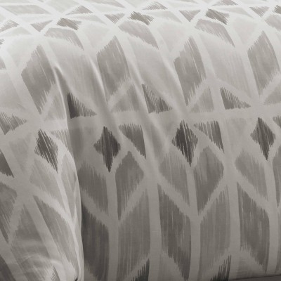 Grayson Twin Gray Cotton Ikat Duvet Cover Set