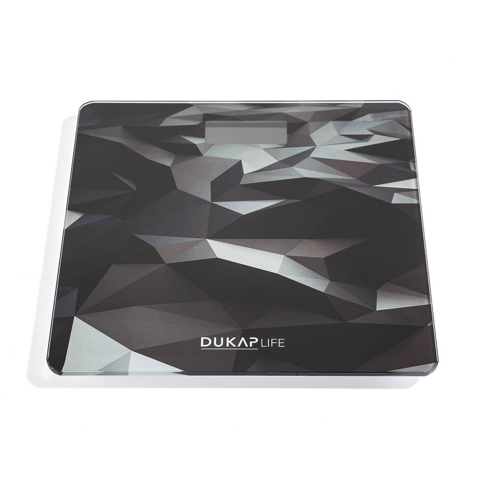 Life Unique Digital Bathroom Body Weight Scale Black Design with LCD Screen Display - DUKAP: Tempered Glass, High Precision Sensors